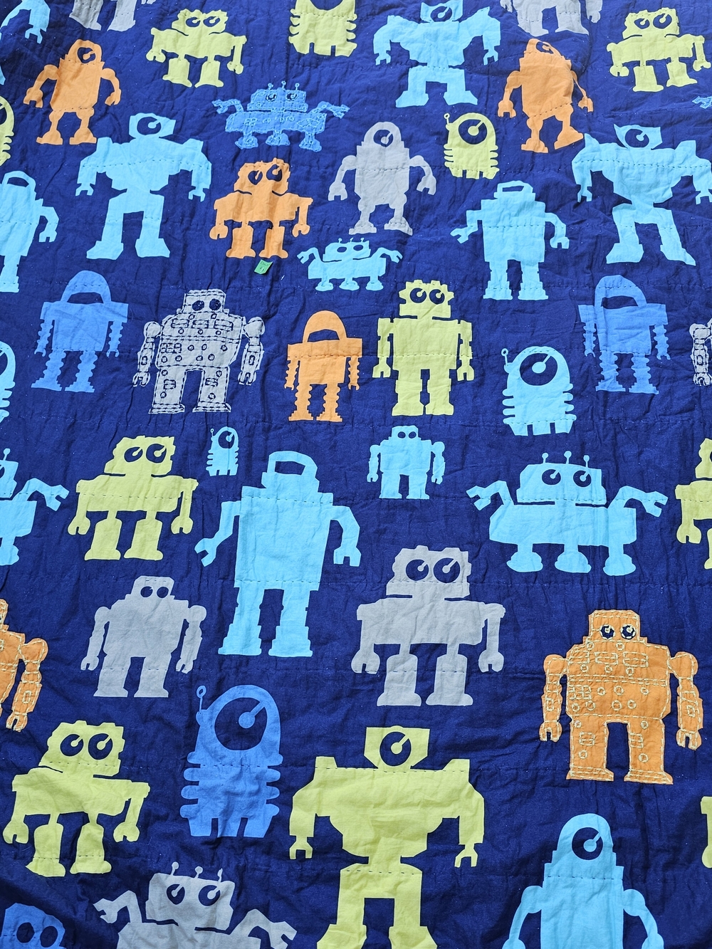 Circo Kids Robot Quilt in Navy, Blue, Lime & Orange